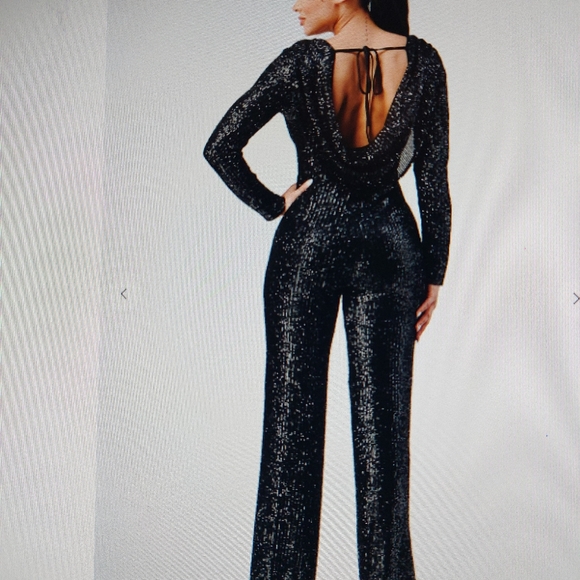 CLASSEE BOUTIQUE Pants - Black Sequin Jumpsuit